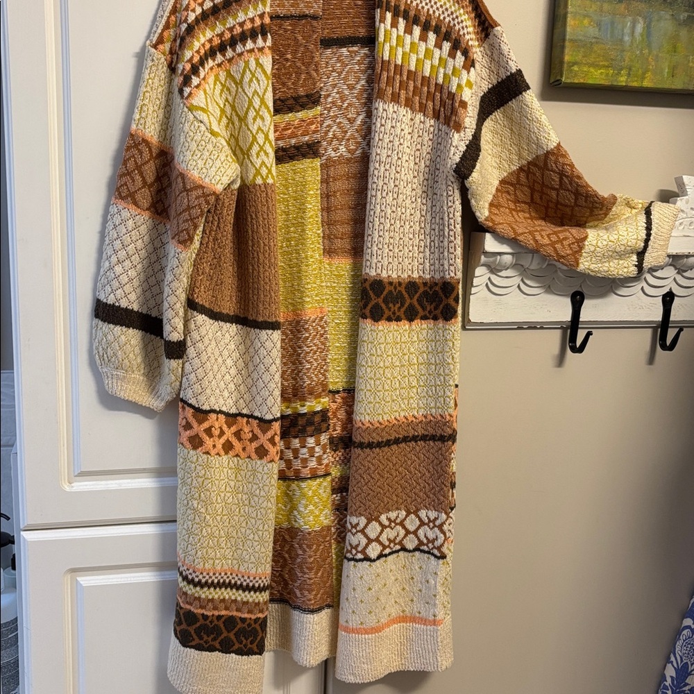 Dex cotton blend open long cardigan S - Picture 2 of 10